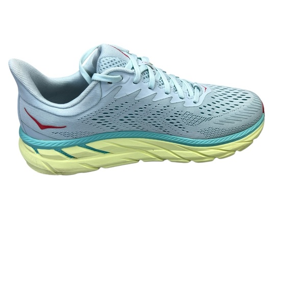 Women's Hoka One One Clifton 7 in the "Morning Mist/Hot Coral" colorway - Picture 2 of 8